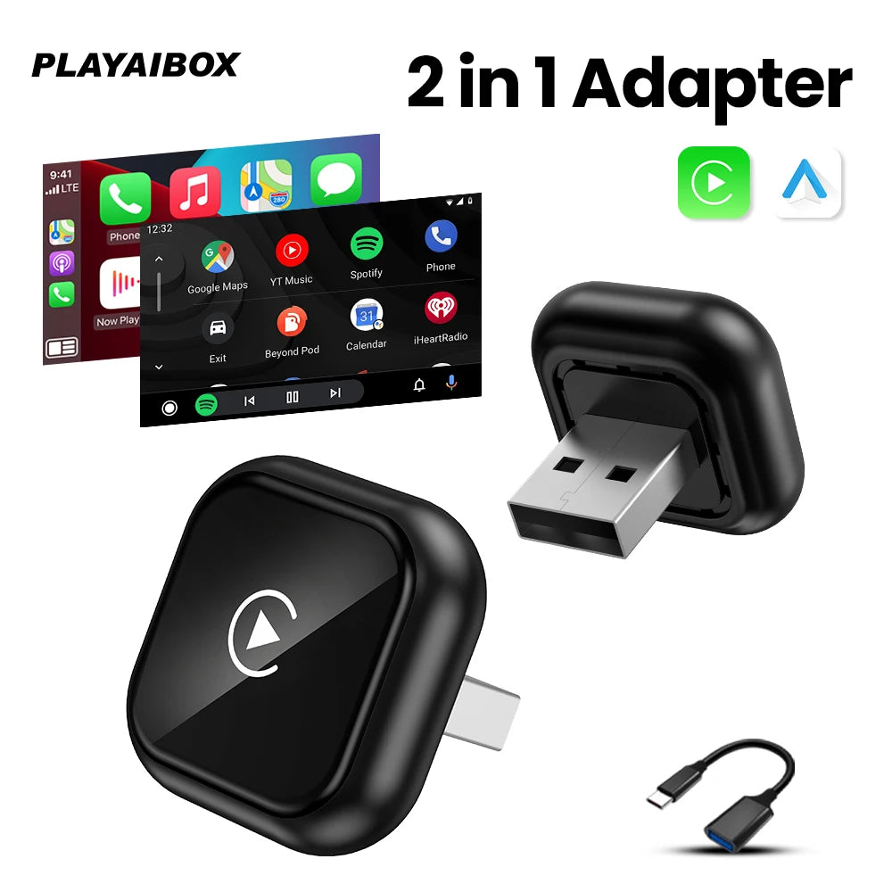 2026 NEW Wireless Carplay Adapter Android Auto 2in 1 Smart Dongle For iphone Android Phone For Volvo Benz Mg Kia Chery VW Honda