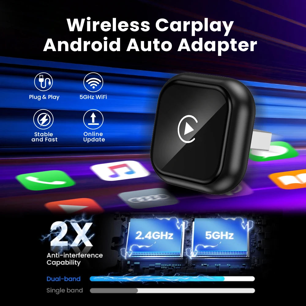 2026 NEW Wireless Carplay Adapter Android Auto 2in 1 Smart Dongle For iphone Android Phone For Volvo Benz Mg Kia Chery VW Honda