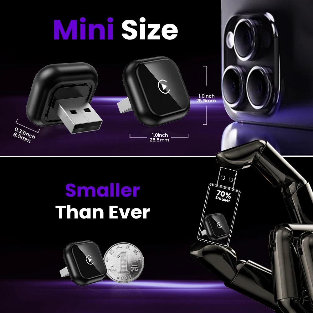 2026 NEW Wireless Carplay Adapter Android Auto 2in 1 Smart Dongle For iphone Android Phone For Volvo Benz Mg Kia Chery VW Honda