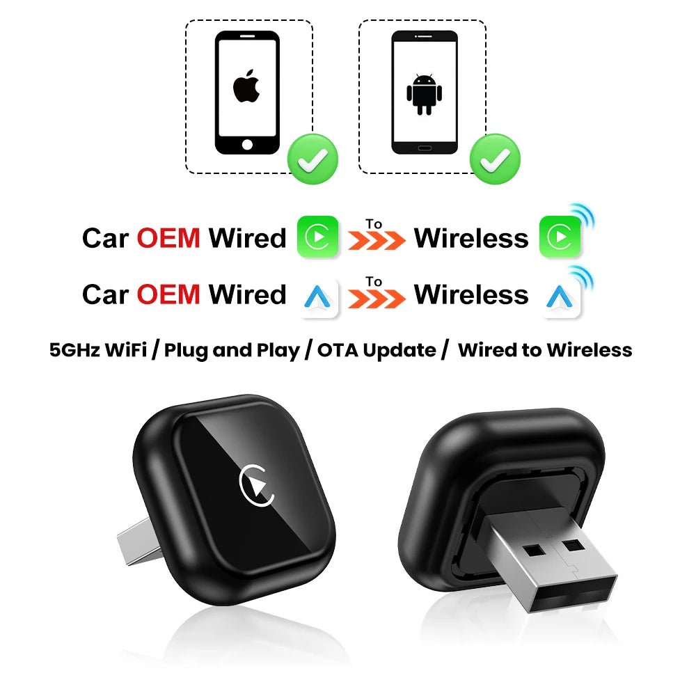 2026 NEW Wireless Carplay Adapter Android Auto 2in 1 Smart Dongle For iphone Android Phone For Volvo Benz Mg Kia Chery VW Honda