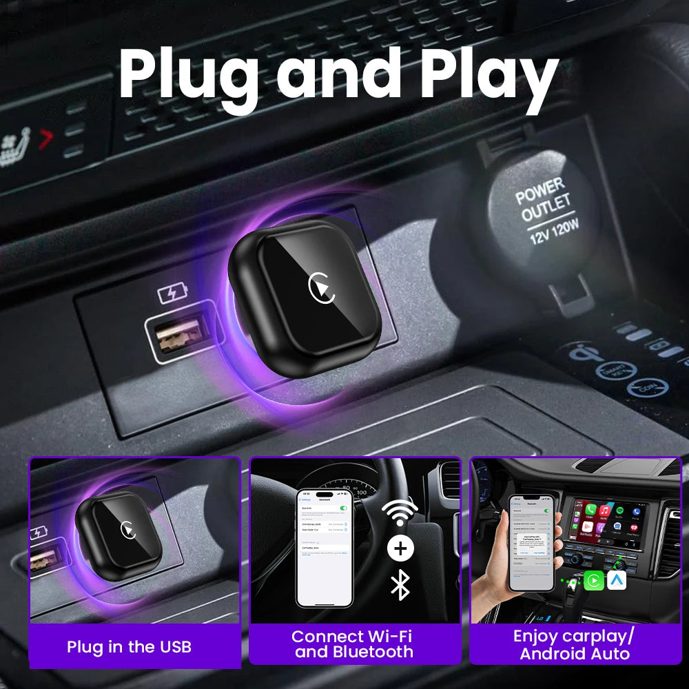 2026 NEW Wireless Carplay Adapter Android Auto 2in 1 Smart Dongle For iphone Android Phone For Volvo Benz Mg Kia Chery VW Honda