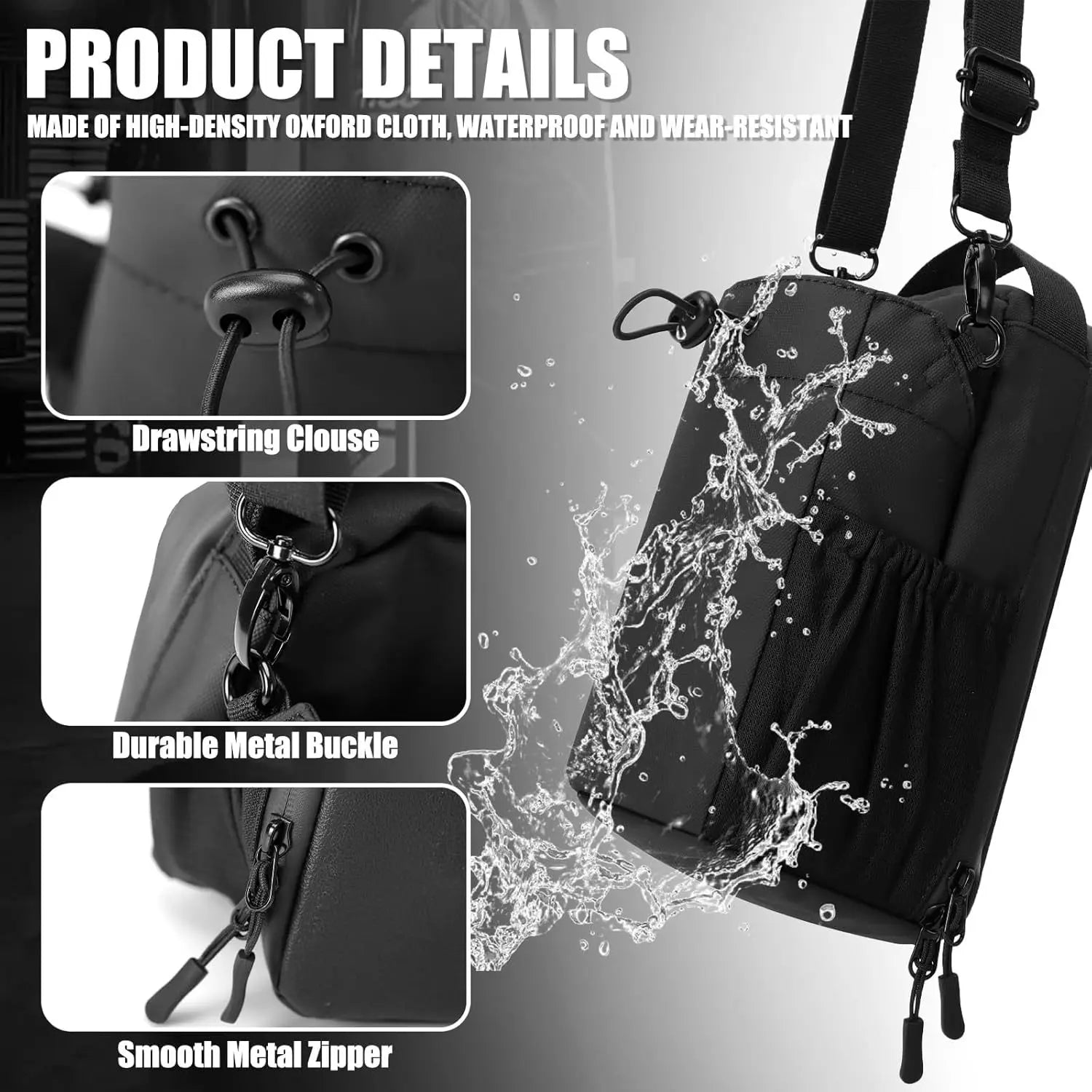 Geestock Magnetic Gym Bag Waterproof Magnetic Carrier Bag Portable Gym Water Bottle Pouch Outdoor Sports Accessories Organizer