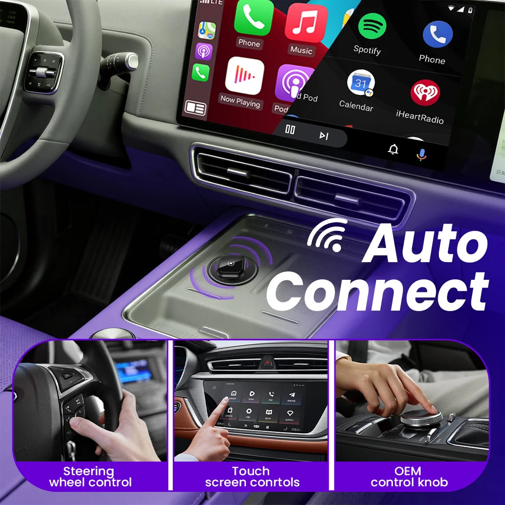 2026 NEW Wireless Carplay Adapter Android Auto 2in 1 Smart Dongle For iphone Android Phone For Volvo Benz Mg Kia Chery VW Honda