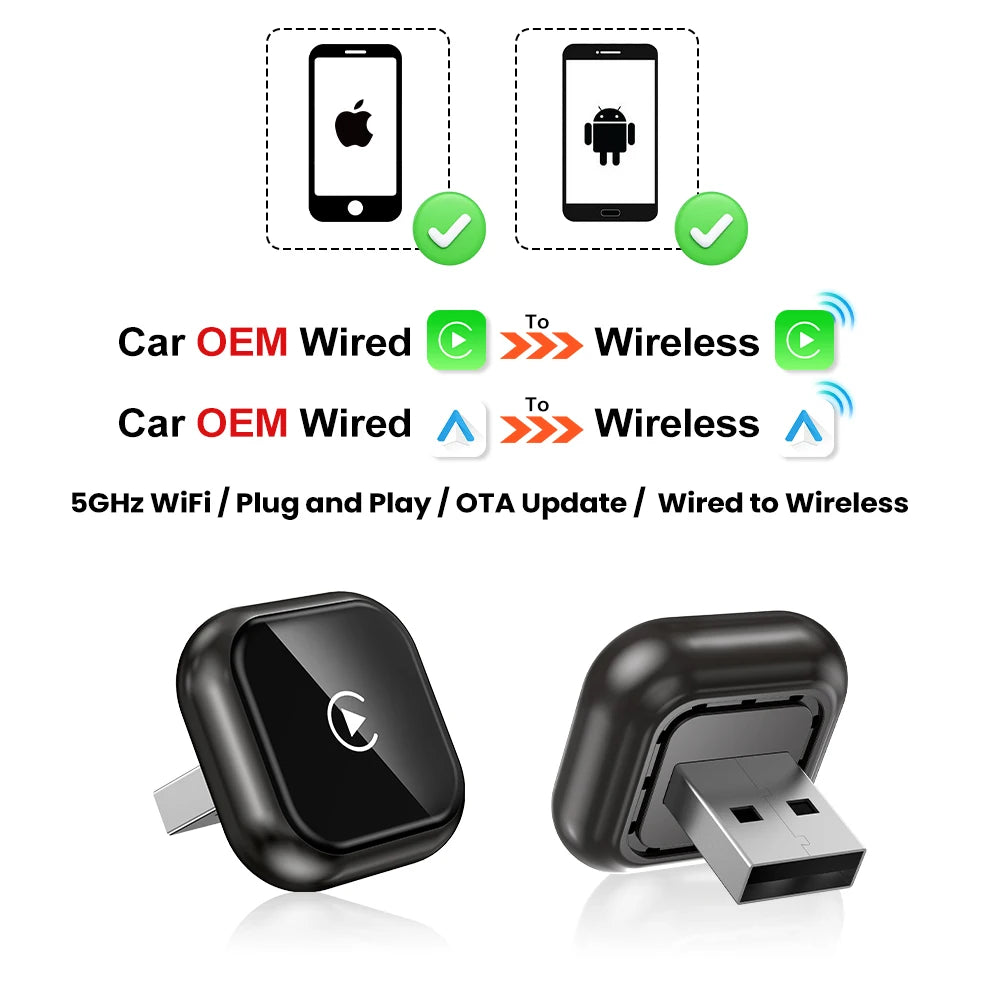 2026 NEW Wireless Carplay Adapter Android Auto 2in 1 Smart Dongle For iphone Android Phone For Volvo Benz Mg Kia Chery VW Honda